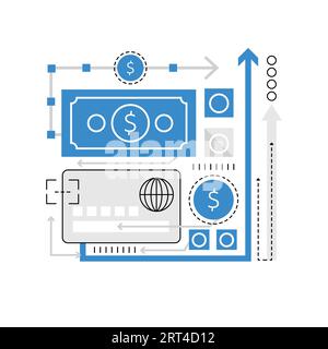 Pagamento prenotazione hotel. Trasferimento con carta per l'illustrazione del vettore di sistemazione con servizio alberghiero Illustrazione Vettoriale