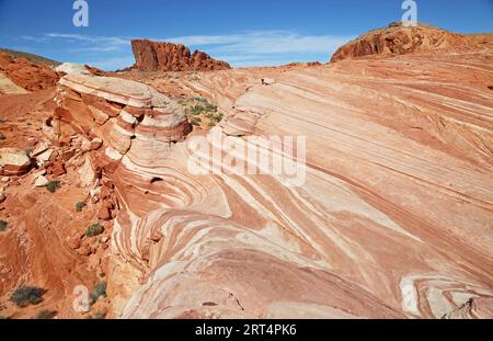 Fire Wave e Gibraltar Rock - Valley of Fire State Park, Nevada Foto Stock