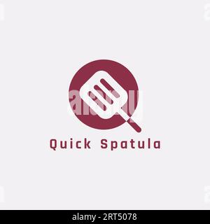 Logo circolare con spazio negativo a spatola e forma una lettera. Illustrazione Vettoriale