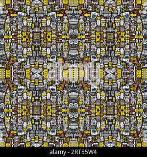 Sfondo urbano di Street art, volti, figure umane senza cuciture e astratte Illustrazione Vettoriale