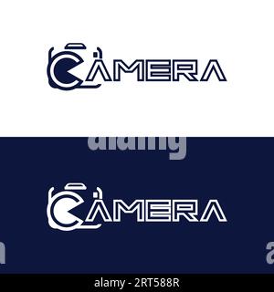 lettera c con disegno del logo della fotocamera modello di illustrazione vettoriale Illustrazione Vettoriale