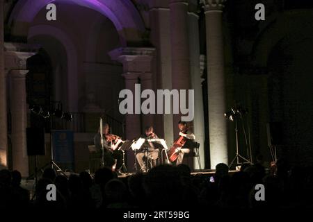 Roma, Italia. 10 settembre 2023. Quartetto Pessoa alla terza giornata del Festival musicale Bravetta presso il Chiostro del buon Pastore . Il Festival è stato patrocinato dal XII comune con la partecipazione di Roma capitale e con la collaborazione del Liceo scientifico Marcello Malpighi di Roma. (Foto di Daniela Franceschelli/Pacific Press) credito: Pacific Press Media Production Corp./Alamy Live News Foto Stock