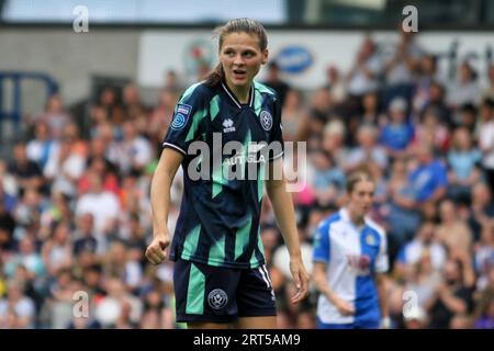 Blacburn, Regno Unito. 10 settembre 2023. Blackburn, Inghilterra, 10 settembre 2023; Isobel Goodwin (10 Sheffield United) durante la partita contro il Blackburn Rovers a Ewood Park, Blackburn, Inghilterra il 10 settembre 2023 (Sean Chandler/SPP) credito: SPP Sport Press Photo. /Alamy Live News Foto Stock