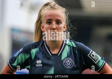 Blacburn, Regno Unito. 10 settembre 2023. Blackburn, Inghilterra, 10 settembre 2023; Charlotte Newsham (3 Sheffield United) durante la partita contro il Blackburn Rovers a Ewood Park, Blackburn, Inghilterra il 10 settembre 2023 (Sean Chandler/SPP) credito: SPP Sport Press Photo. /Alamy Live News Foto Stock