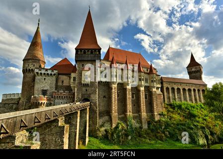 La fiaba come il castello di Corvin a Hunedoara, in Romania Foto Stock
