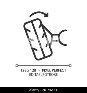 Icona 2D di allineamento delle ruote per auto nere con linea sottile personalizzabile Illustrazione Vettoriale