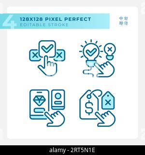 Raccolta di icone di confronto pixel Perfect Blue Illustrazione Vettoriale