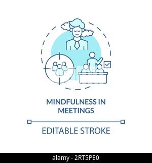 Concetto 2D personalizzabile di line icon Mindfulness in Meetings Illustrazione Vettoriale