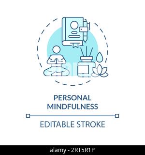 Concetto di consapevolezza personale dell'icona a linee sottili personalizzabile in 2D. Illustrazione Vettoriale