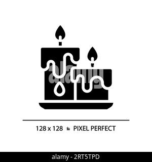 Icona nera a forma di glifo Pixel Perfect Candles Illustrazione Vettoriale