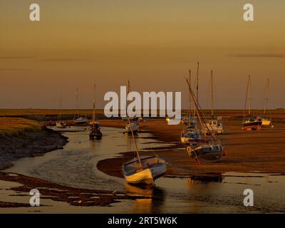 The Quay at Sunset, Wells Next the Sea, North Norfolk Foto Stock