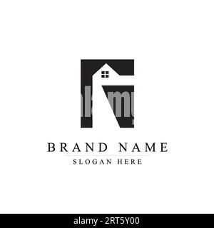 Lettera R con logo vettoriale del grattacielo Illustrazione Vettoriale