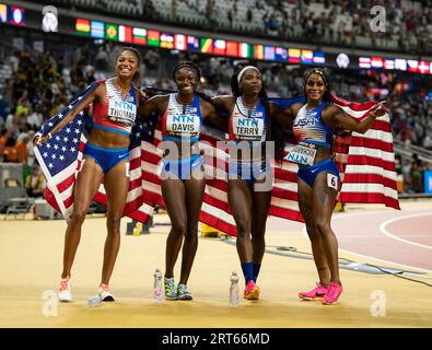 Gabrielle Thomas, Tamari Davis, Twanisha Terry e SHa'Carri Richardson del team USA hanno stabilito un nuovo record di campionato di 41,03 dopo aver gareggiato nella 4x10 Foto Stock