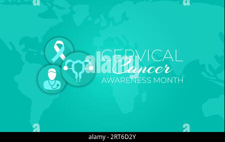 Cervicale Cancer Awareness Month background Illustration Banner Illustrazione Vettoriale