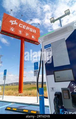 Stazione di ricarica Zunder EV, Torquemada Spagna Foto Stock