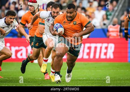 Saint-Denis, Francia, Francia. 9 settembre 2023. Taniela TUPOU dell'Australia durante la Coppa del mondo 2023, partita di Pool C tra Australia e Georgia allo Stade de France il 9 settembre 2023 a Saint-Denis vicino Parigi. (Immagine di credito: © Matthieu Mirville/ZUMA Press Wire) SOLO USO EDITORIALE! Non per USO commerciale! Foto Stock