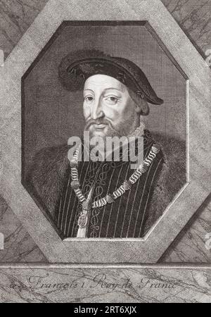 Francesco i, re di Francia. Francois I. 1494 - 1547. Ritratto. Dopo un'impronta di Nicolas de Plattemontagne. Foto Stock