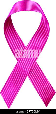 Immagine isolata di un nastro rosa su sfondo bianco Foto Stock