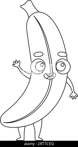 Pagina da colorare divertente banana. Libro da colorare per bambini. Attività educativa per bambini in età prescolare e bambini con simpatici animali. Illustrazione vettoriale Illustrazione Vettoriale