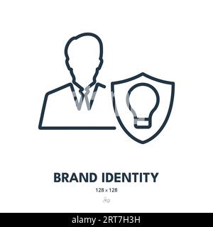Icona dell'identità del marchio. Branding, reputazione, marchio. Tratto modificabile. Icona vettore semplice Illustrazione Vettoriale