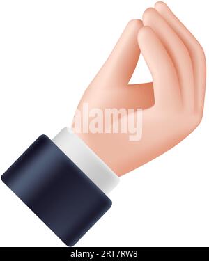 Mano italiana di pinecone. Che vuoi gesture, dita schiacciate o borsetta per le dita che enfatizzano la comunicazione espressiva illustrazione vettoriale 3D. Illustrazione Vettoriale