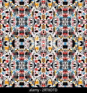 Sfondo urbano senza cuciture e astratto per la Street art, vernice a spruzzo, sfondo nero per la Street art Illustrazione Vettoriale