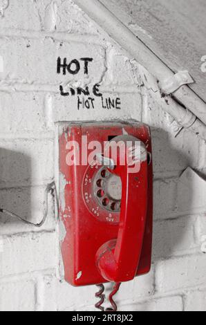 "Hot line" sul muro della prigione di Lorton in Virginia. Foto Stock