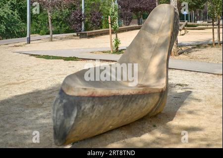 Scultura nel parco pubblico della Riera de Sant Climent de Viladecans a Barcellona, Spagna Foto Stock