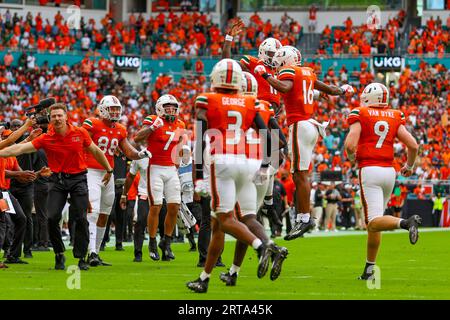 Miami Hurricanes 48 / Texas A&M 33,NCAA, 9 settembre 2023,Hard Rock Stadium, Florida, USA, foto: Chris Arjoon/Credit Foto Stock