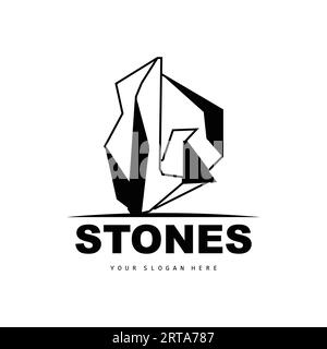 Logo Stone, Vector Stone Modern con stile geometrico, Design per decorazione estetica, Brand Modern Product, Simple Icon Abstract Aesthetic Geomet Illustrazione Vettoriale