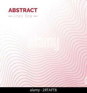 Flusso astratto linee ondulate rosse sfondo, design moderno delle linee mobili, concetto di tecnologia futuristica, illustrazione vettoriale Illustrazione Vettoriale