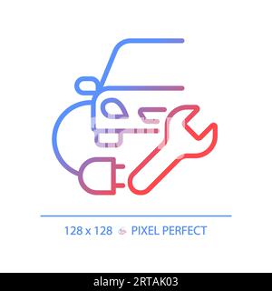 Icona di ricarica per auto elettriche 2D a gradiente lineare sottile Illustrazione Vettoriale