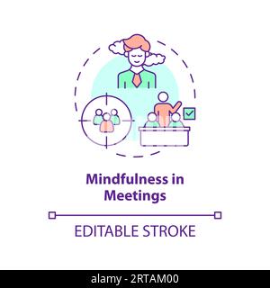 Concetto 2D personalizzabile di line icon Mindfulness in Meetings Illustrazione Vettoriale