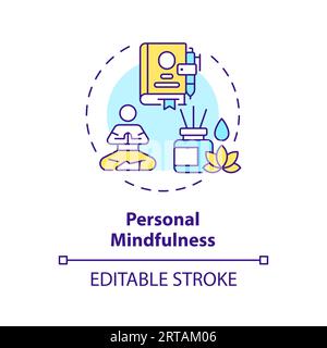 Concetto di consapevolezza personale dell'icona a linee sottili personalizzabile in 2D. Illustrazione Vettoriale