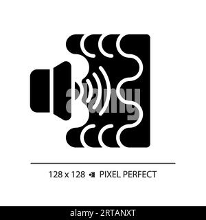 Icona solida in stile glifo di assorbimento acustico 2D. Illustrazione Vettoriale