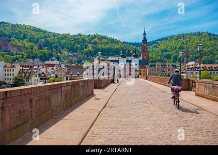 Ponte vecchio di Heidelberg, Baden-Württemberg, Germania Foto Stock