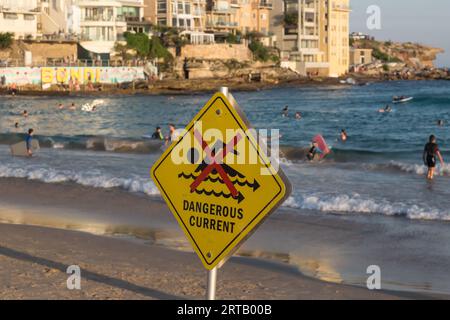 Cartello segnaletico a Bondi Beach, Sydney, NSW, Australia. Foto Stock