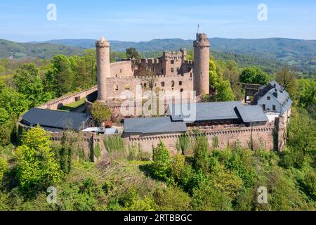 Castello di Auerbach vicino a Bensheim, Hessische Bergstrasse, Odenwald, Parco naturale GEO, Assia, Germania Foto Stock