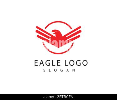 Flight of Creativity splendidi disegni con logo Red Eagle per marchi di grande impatto. Logo Eagle. Modello logo uccello disegno illustrativo icona vettoriale. Illustrazione Vettoriale