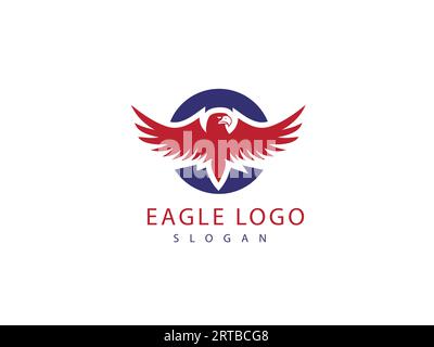 Modello di logo Falcon Eagle Bird icona vettoriale concetto di logo olio, gas ed energia, logo Majestic Eagle rosso, design accattivanti per il tuo marchio. Illustrazione Vettoriale