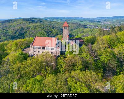 Wachenburg on the Wachenberg, Weinheim, Odenwald, GEO Nature Park, Bergstrasse-Odenwald, Baden-Württemberg, Germania Foto Stock