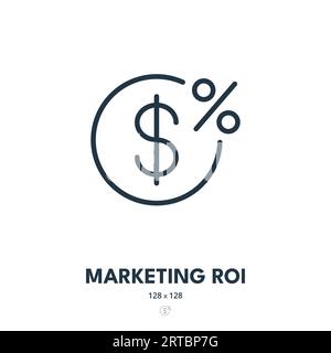 Icona ROI marketing. Ritorno sugli investimenti, profitto, fatturato. Tratto modificabile. Icona vettore semplice Illustrazione Vettoriale