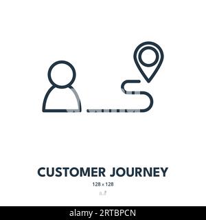Icona Customer Journey (percorso del cliente). Acquisto, Acquirente, consumatore. Tratto modificabile. Icona vettore semplice Illustrazione Vettoriale