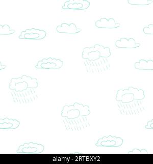 Hand drawn vector seamless pattern of clouds simple sketch Illustrazione Vettoriale