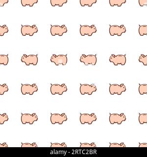 Carino salvadanaio modello senza cuciture isolato su sfondo bianco, vettoriale Illustrazione Vettoriale