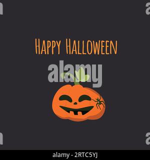 Carino Happy Halloween con il mostro Pumkin Face Illustrazione Vettoriale