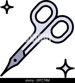 Icona a colori forbici per unghie. Semplice insegna di stile per il concetto di mobile computing e il web design. Icona piatta delle forbici per manicure. Vettore isolato su sfondo bianco. Picto Illustrazione Vettoriale