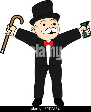 Rich Uncle Penny Monopoly Character Vector Illustration Illustrazione Vettoriale