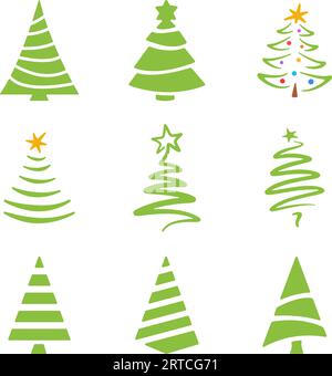 Set di icone albero di Natale Illustrazione Vettoriale