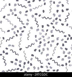 Motivo senza cuciture elementi astratti semplici disegnati a mano su sfondo bianco Illustrazione Vettoriale
